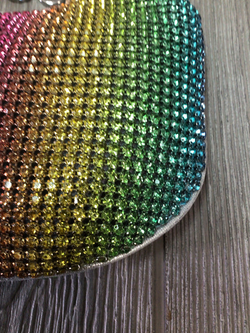Aqua Multi-Color Rhinestone Evening Bag New